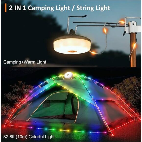 4-IN-1 Portable Camping LED String Multifunctional Lights USB Rechargeable 33FT - Picture 5 of 12